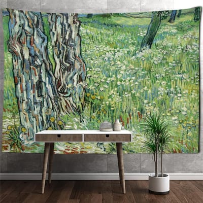 Tarweveld Olieverf Landschap Wandtapijt Wandhanger Van Gogh Mysterieuze Boheemse Kunst Huisdecoratie Achtergronddoek 230x150cm