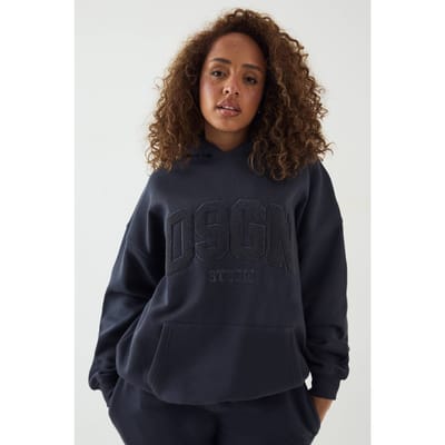 Dames Dsgn Studio Badstof Applique Oversized Hoodie | Midnight Blue | Maat: XS