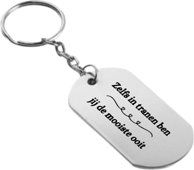 Akyol - zelfs in tranen ben jij de mooiste ooit sleutelhanger - Quotes - familie vrienden - cadeau - 54 x 29mm