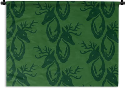 Wandkleed - Wanddoek - Patronen - Groen - Hert - 60x45 cm - Wandtapijt
