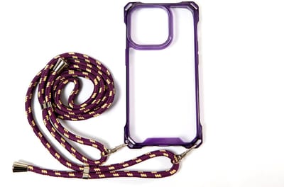 Hoesje geschikt voor iPhone 12 Mini - Backcover - Koord - Extra valbescherming - TPU - Paars
