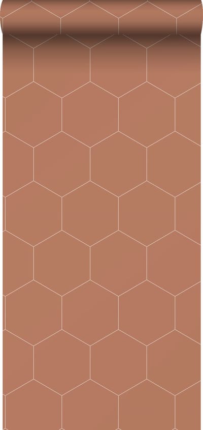 ESTAhome behang hexagon terracotta - 53 cm x 10.05 m - 139376