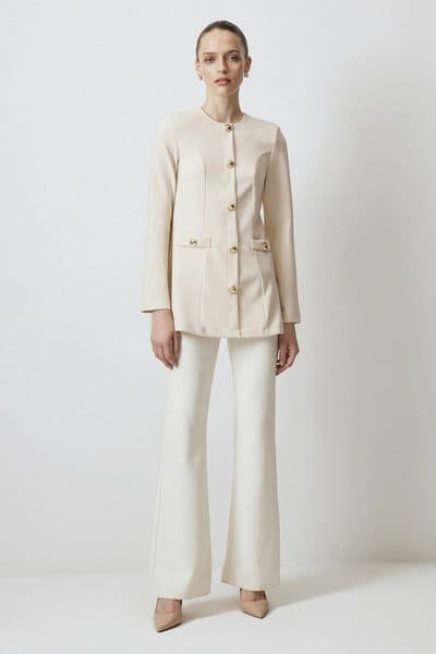 Touché Privé - Crêpe tuniek met gouden knoopdetail - Beige - Dames