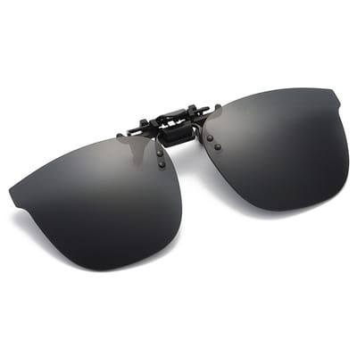 Opklapbare gepolariseerde clip-on zonnebril, ultralichte clip-on bril voor brillen op sterkte, past over een gewone zonnebril, bescherming voor mannen en vrouwen die autorijden, Zwart 1