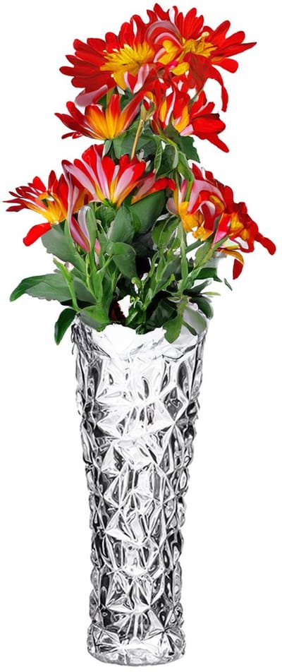 Alessandro Bloemenvaas Mystic - glas - luxe Triangle relief - 7 x 7 x 18 cm - voor kleine bloemen