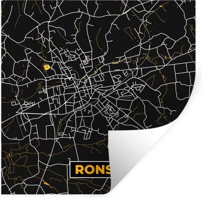Muurstickers - Sticker Folie - Goud - Ronse - Plattegrond - Stadskaart - Kaart - 100x100 cm - Plakfolie - Muurstickers Kinderkamer - Zelfklevend Behang XXL - Zelfklevend behangpapier - Stickerfolie