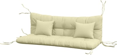 Set van 4 zitkussens, 150 x 50 cm, waterafstotend stoelkussen met bevestigingsbanden, geknoopt ontwerp, 10 cm dik, schommelstoelkussen voor thuis, in de tuin en op de bank