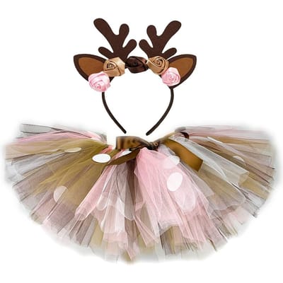 Meisjes Herten Tutu Rok met Hoofdband Pluizige Verjaardagsfeestje Baby Tutu Dans Tule Rok Kid Herten Kostuum Vakantie Nieuwjaar Geschenken 5-6Y veelkleurig