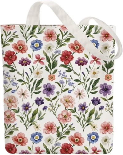 Grote Katoenen Tote Bag voor Dames - Herbruikbare Schoudertas met Ritsvakken voor Winkelen en Werk