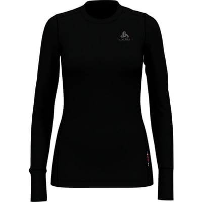 ODLO BL TOP Crew neck l/s MERINO 200 Vrouwen Thermoshirt - Black, Black - Maat L