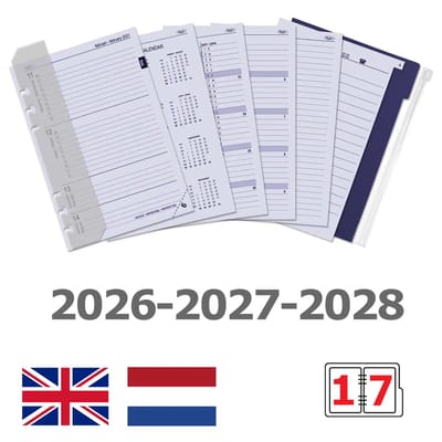 1011-12 hervulbare A5 organizer Bloemenzee Zwart 1 week per 2 paginas 2026-2027-2028