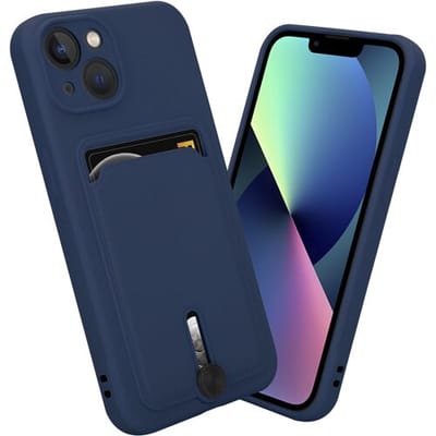 Coverzs telefoonhoesje geschikt voor Apple iPhone 11 hoesje - telefoonhoesje met pasjeshouder met schuifknop - strak design - optimale bescherming - blauw
