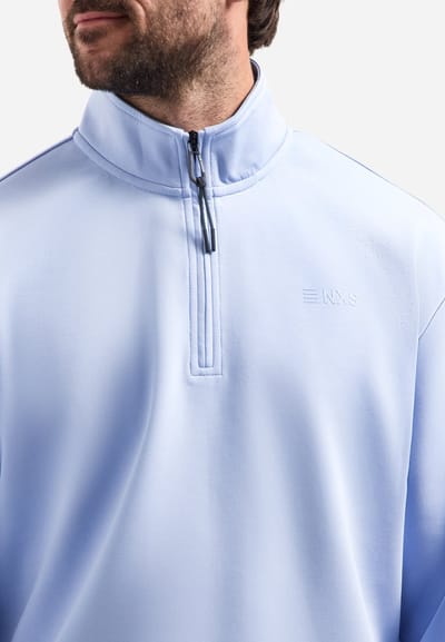 No Excess Sweater half zip interlock blue