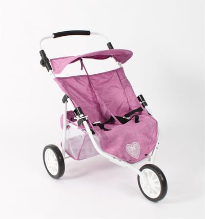 Jogger kinderwagen met 3 wielen voor 2 poppen