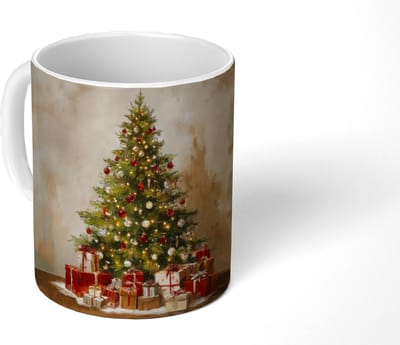 Mok - Koffiemok - Kerstboom - Versierd - Kleurrijk - Mokken - 350 ML - Beker - Koffiemokken - Theemok