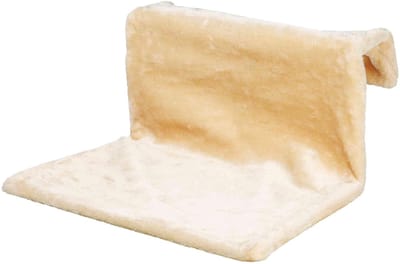 Dailygoody - Ligbak voor radiator - Pluche hondenbed - Beige - Warme ligplaats - Geschikt voor alle gangbare radiatoren - 48 x 26 x 30 cm