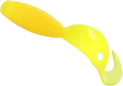 Rubberen Vis Aas - Zachte Kunstaas Twister - Vissen Sport - Extra Golvende Staart - 64mm 6 Stuks - Geel