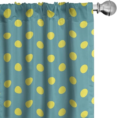 ABAKUHAUS Geel-Teal Gordijnset – Microvezel, 2×75×175 cm, Halfdonkerend