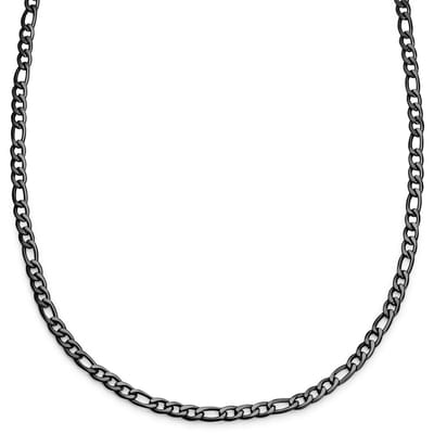 Essentials | 6 mm Gunmetal Zwarte Ketting met Figaro Schakels
