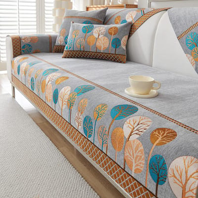 Volle Maan Boom Chenille Bankmat Antislip Effen Kleur Bank Vier Seizoenen Universele Bankhoes Jacquard Combinatie Bankkussen 30x50cm pillowcase