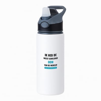 Hacebo® - ik heb de meest geweldige oom van wereld (klopt, deze mok heb ik van hem) waterfles met rietje zwart - de meest geweldigste oom - verjaardagscadeau - verjaardag - cadeau - cadeautje voor oom - oom artikelen - water fles - 650ML