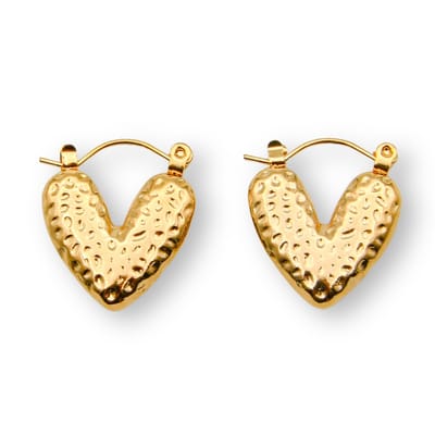 Marama - oorbellen Heart Gold - damesoorbellen - oorringen - titanium met gouden plating - hartje - cadeau - valentijn