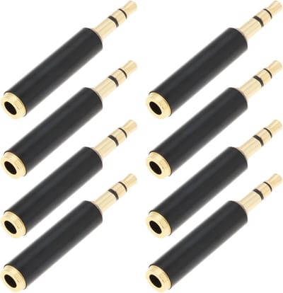 Jack Converter Adapter - Audio Connector - Signaaloverdracht Geluid - 8 Stuks Set - 3.5mm Plug - Zwart