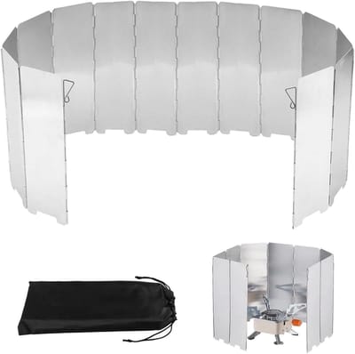 Vouwbare Aluminium Windscherm voor Camping Kooktoestellen, Lichtgewicht en Compact met Opbergtas, Ideaal voor Buitenactiviteiten en Gasfornuizen