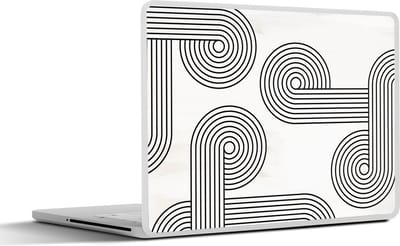 Laptop sticker - 13.3 inch - Cirkel - Zwart - Wit - Abstract - 31x22,5cm - Laptopstickers - Laptop skin - Cover
