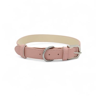 Dog's Companion Leren Halsband Hond - PU leren hondenhalsband - Lengte: 55 cm Verstelbaar van 37,5-47,5 cm x 25 mm - Roze
