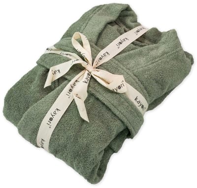 Kayori Fusai Badjas - Unisex - Biologisch Katoen - Olijfgroen - S - Lang