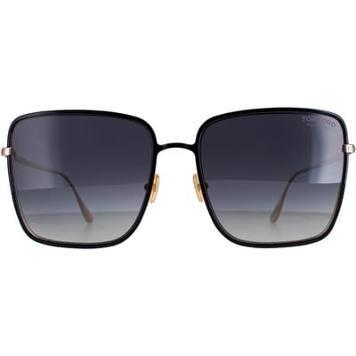 Tom Ford Heath FT0739 01D glanzend zwart grijs gepolariseerde zonnebril