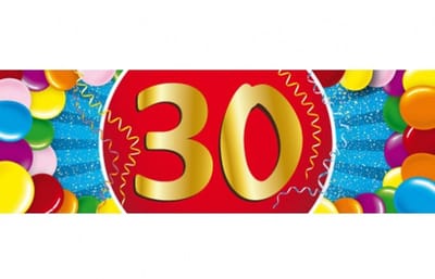 30 jaar leeftijd sticker - 19 x 6 cm - verjaardag - jubileum - versiering