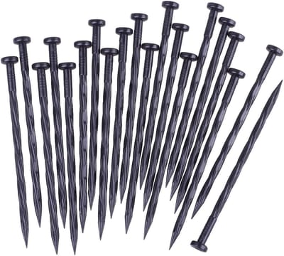 Landschapsverankering Stakes - Tuin Spikes Gazon - Tuinranden Bevestigen - Spiraal Vorm Ontwerp - 8 Inch 300 Stuks - Zwart