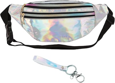 Elegante zilveren heuptas met pendant, multifunctionele schoudertas voor outdoor activiteiten, waterdichte unisex tas voor winkelen en dagelijks gebruik