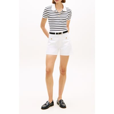 Tommy Hilfiger Gold Button Slim Ss Breton Stp Ecru/dark Night Navy Taglia: XS | Polo Outlet | Donna | Nero