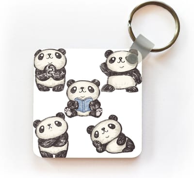 Sleutelhanger - Uitdeelcadeautjes - Panda - Boek - Zwart - Wit - Plastic