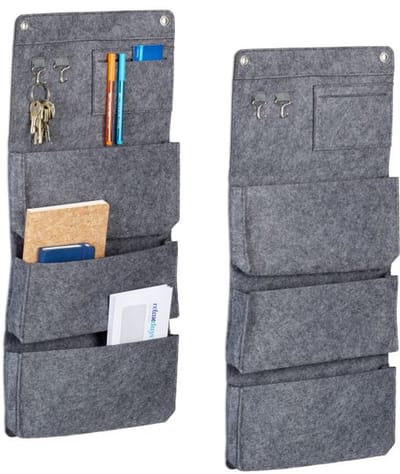 Doodadeals® Set van 2 Wand Organizers Grijs - Kastorganizer en Hangende Opberger 65 x 30 x 5 cm