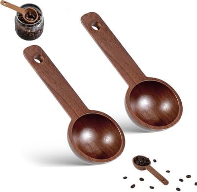 2 stuks - Houten koffielepel - koffiebonenlepel - theelepel - suiker- en specerijenlepel - kruidenlepel met korte steel - houten soeplepel - kan gebruikt worden om koffiebonen, theebladeren en specerijen af ​​te meten