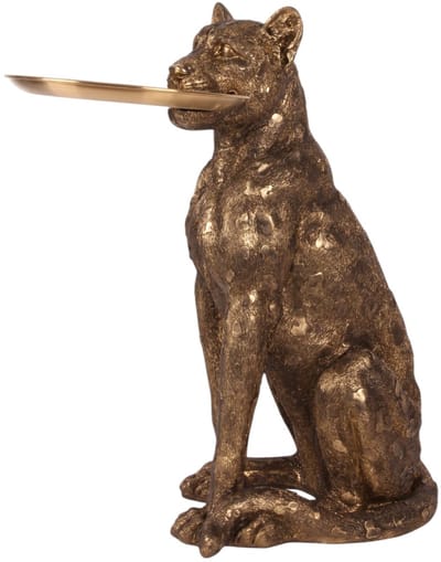 Baroque - Decoratief beeld of figuur - Luipaard met Dienblad 62 cm - Goud - Resin - 62x56.5x36.5 - Polyresin