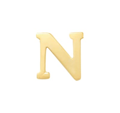 New Bling 9NBG-902N Gouden Letter Oorknop N - 1/2 paar - 14 Karaat - 3,5x3,4mm - Oorbel - Cadeau voor haar - Goud