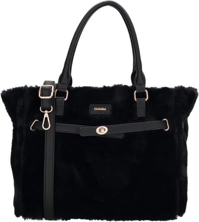 Charm London Alaska Shopper - Schoudertas - Handtas - Bont - Fur - Tote Bag - Dames Tas - Zwart