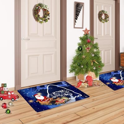 Luxe Antislip Badmat voor Kerstmis - Grappige Kerstdecoraties, Wasbare en Absorberende Douchemattens 40x60cm in Blauw