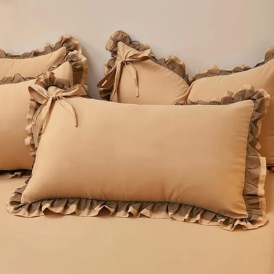 Ensemble de 2 taies d'oreiller Princess avec volants Housse d'oreiller Housse d'oreiller confortable Idéal pour adultes enfants Inclut une paire de taies d'oreiller 2Pc Pillowcase kaki