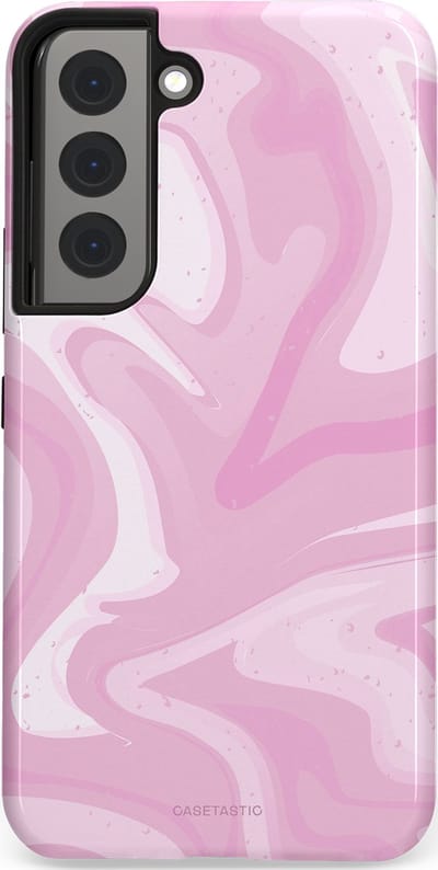 Casetastic hoesje geschikt voor Samsung Galaxy S22 - Dubbellaagse bescherming - Zoet Roze Marmer - Fashion Case - Lichtroze Wit