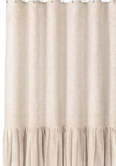 Douchegordijn Anti Schimmel - Douche Gordijn - Vlas - Inclusief 12 douchegordijnringen - Ruffle douchegordijnen - Waterdicht - Geschikt voor badkamer - 183*183 cm - Beige