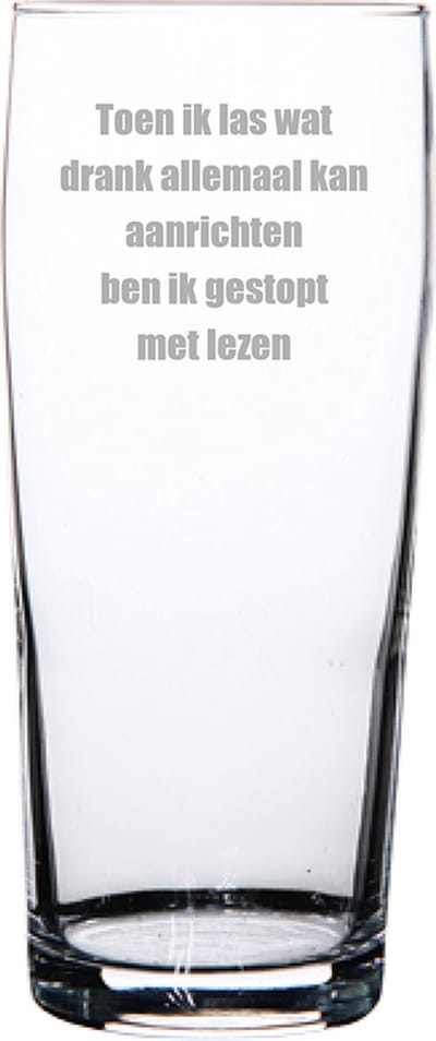 Bierfluitje gegraveerd - 19cl - Toen ik las wat drank allemaal kan aanrichten ben ik gestopt met lezen