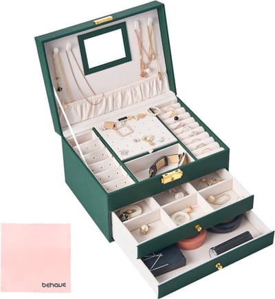 Behave Luxe Sieradendoos - Juwelendoos - Juwelen Houder - Juwelen Kistje - Sieraden - Incl. Zilverpoetsdoek - Groen