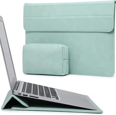 13 Inch Laptop Hoes Sleeve met Standaard Functie Compatibel met MacBook Air 13 M1 2018-2021/MacBook Pro 13 M1 2016-2021/iPad Pro 12,9 2018-2021/Dell XPS 13/Surface Pro X 7 6 5 4 3, Muntgroen