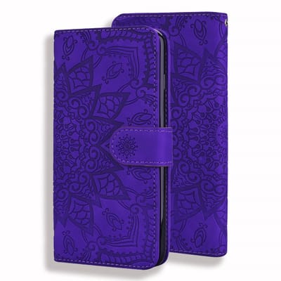 Hoesje geschikt voor iPhone 16e - Bookcase - Pasjeshouder - Portemonnee - Mandalapatroon - Kunstleer - Paars